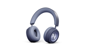 Modern kulaklıklar. Siyah bir arka planda izole edilmiş. 3d illüstrasyon