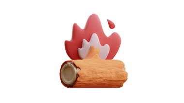 Ateş alevi ve yanan odun ikonu