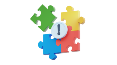 Çizgi film tarzında bir yapboz parçası beyaz arkaplanda izole edilmiş. 3d illüstrasyon.