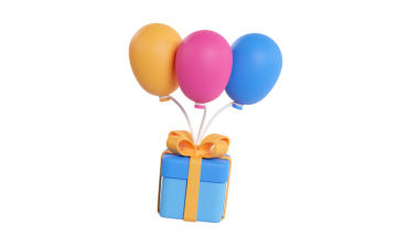 3 boyutlu renkli hediye balonları beyaza izole edilmiş.