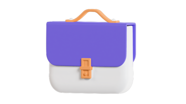 3 boyutlu görüntüleme. Okul çantası ve boş bir kağıt.