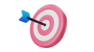 3 boyutlu, pembe dart tahtası ve beyaz üzerine izole edilmiş bir dart.