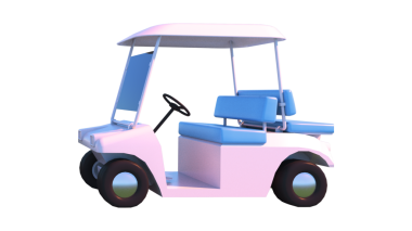 Beyaz üzerine izole edilmiş pembe bir arabanın 3 boyutlu görüntüsü