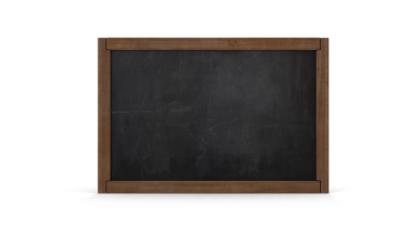 İzole edilmiş siyah arkaplanda ahşap çerçeveli boş karatahta.