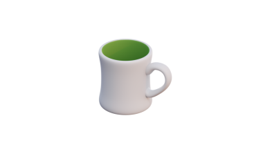 Yeşil çay fincanı beyaz arka planda izole edildi. 3 d illüstrasyon