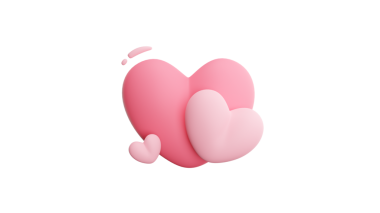 Pembe kalp beyaz arka planda izole edilmiş. 3d oluşturma