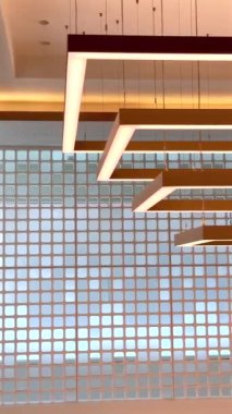 Gösterişli dikdörtgen aydınlatma armatürleri, modern ve dengeli bir ortam yaratmak için minimalist tasarım ve geometrik düzenleme ile mimari hassasiyeti vurgulamaktadır.. 
