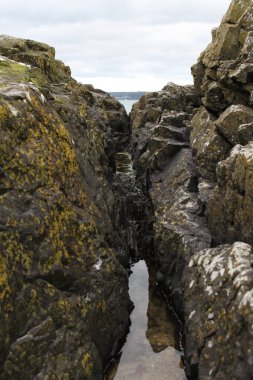 Cornwall 'da iki kaya oluşumu arasında küçük bir su birikintisi.