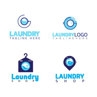 different laundry logos collection design clipart