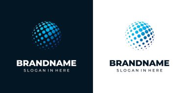 Globe Tech Logo Tasarımı, altıgen ağ desenli soyut mavi küre logosu