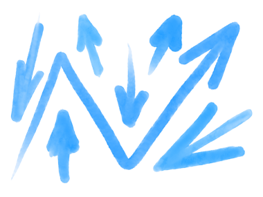Soyut el çizimi düz ve zigzag okları ayarlandı, suluboya etkisi