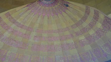 Tangerang, Indonesia 5 May 2017 the dome interior of the Al Azhom Grand Mosque in Tangerang which is used for prayer clipart