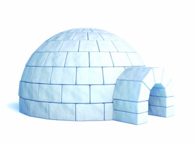 Igloo Icehouse üç boyutlu illüstrasyon izole beyaz arka plan üzerinde