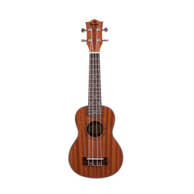 Kahverengi ukulele beyaz arka planda izole.