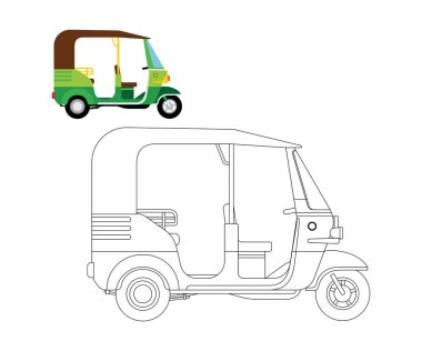 Hint oto-çekçek çıkartması. tuk-tuk içeri, kamyon resimleri, çocuklar için araba boyama.