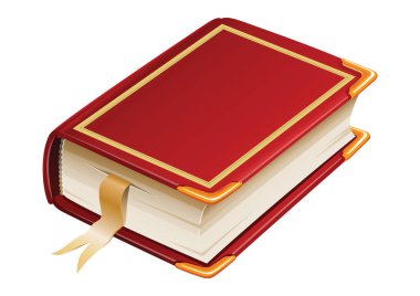 Bir kapalı kırmızı ciltli kitap beyaza izole edilmiş.