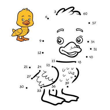 Çocuklar için eğitici bir oyun. Rakamlardaki noktaları birleştir. Kuş. Vektör illüstrasyonu.