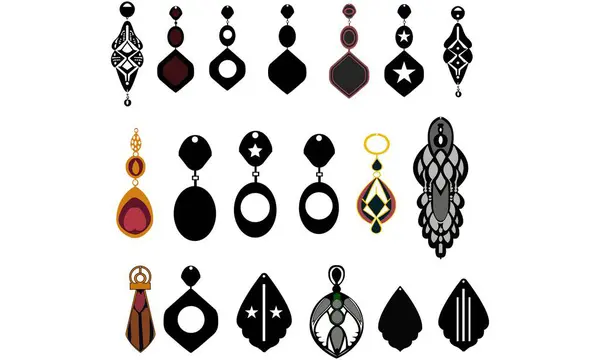 Zarif geometrik küpeler vektör koleksiyonu - Modern minimalist mücevher tasarımları