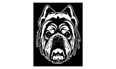 Silhouette of English Bulldog - Bulldog Stencil, Bulldog Mascot, Dog Face artwork clipart