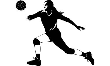 Voleybolcu kız oyuncu, kadın voleybol oyuncusu silueti, dış hatlar, logo, tasarım, profil