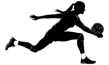 Voleybolcu kız oyuncu, kadın voleybol oyuncusu silueti, dış hatlar, logo, tasarım, profil
