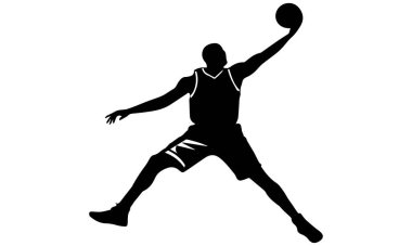 Elite Basketball Players silhouette, outline, logo, design, profile - Vibrant Basketball Players  clipart