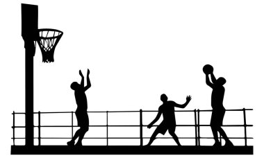 Basketbol oyuncusu - Basketbol maçı, basket oyuncusu silueti, dış hatlar, logo, tasarım, profil - Gergin Oyun Sanatı