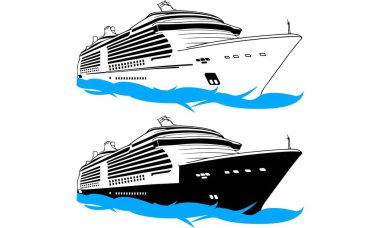 Yolcu Gemisi - Cruise shup Silhouette, logo, tasarım, tasarım, profil - seyahat gemisi süslü kesim