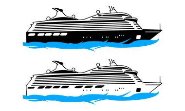 Yolcu Gemisi - Cruise shup Silhouette, logo, tasarım, tasarım, profil - seyahat gemisi süslü kesim