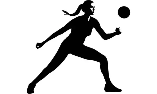 stock vector Volleyball girl player, women Volleyball play - Female Volleyball player silhouette, outline, logo, design, profile