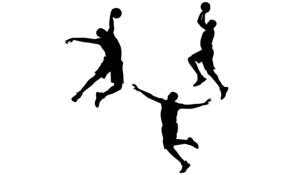 stock vector Elite Basketball Players silhouette, outline, logo, design, profile - Vibrant Basketball Players 