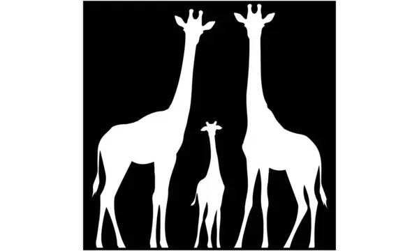 Zürafa, zürafa silueti, hayvan vektör çizimi savanda hayvan silueti. Afrika manzarası