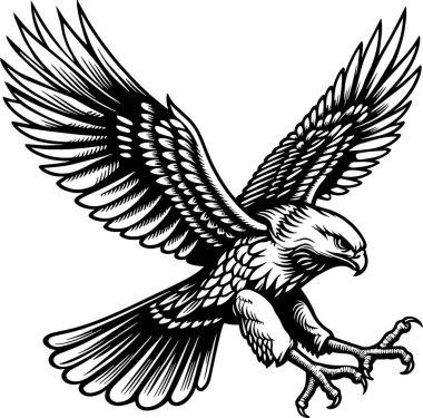Eagle Silhouette Vector Black Design on White Background - Falcon silhouette, American falcon, hawk silhouette