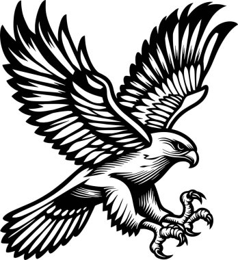 Eagle Silhouette Vector Black Design on White Background - Falcon silhouette, American falcon, hawk silhouette