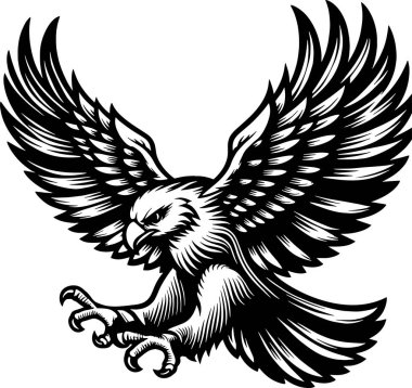 Beyaz Arkaplanda Kartal Silueti Siyah Tasarım Falcon silueti, Amerikan şahini, şahin silueti