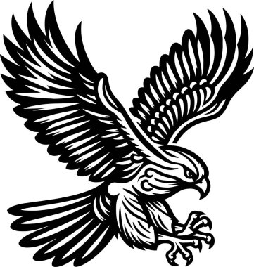 Beyaz Arkaplanda Kartal Silueti Siyah Tasarım Falcon silueti, Amerikan şahini, şahin silueti