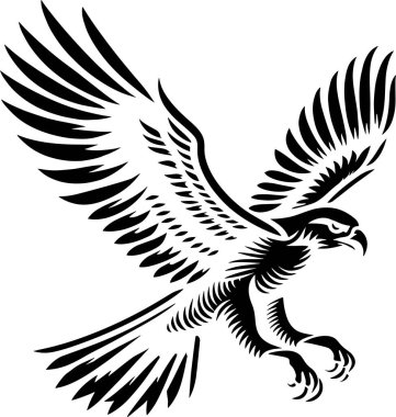 Eagle Silhouette Vector Black Design on White Background - Falcon silhouette, American falcon, hawk silhouette