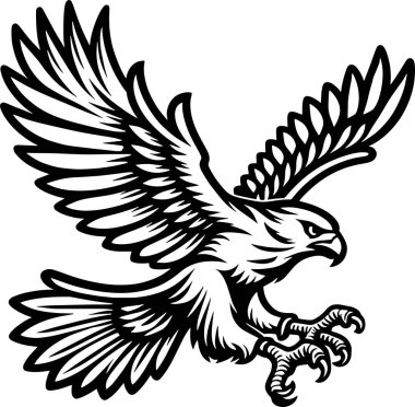 Beyaz Arkaplanda Kartal Silueti Siyah Tasarım Falcon silueti, Amerikan şahini, şahin silueti