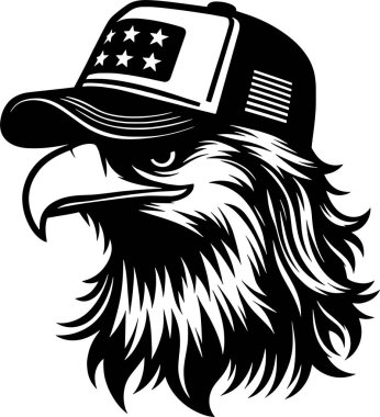 Güneş gözlüklü Cool Bald Eagle ve tekir balığı kamyoncusu Cap (124); Tekir kamyoncu kullanan Eagle nefret eder