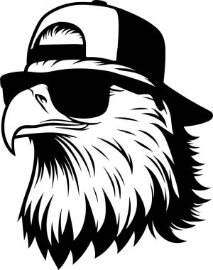 Güneş gözlüklü Cool Bald Eagle ve tekir balığı kamyoncusu Cap (124); Tekir kamyoncu kullanan Eagle nefret eder
