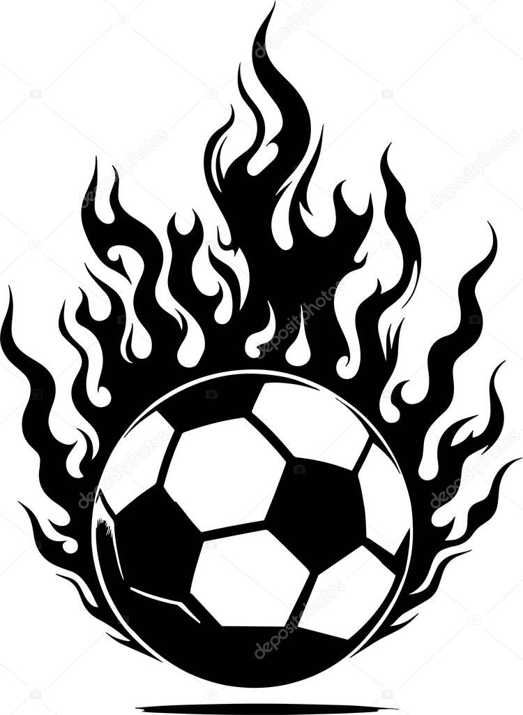 Burning Soccer Football with Flames isolated on transparent background
