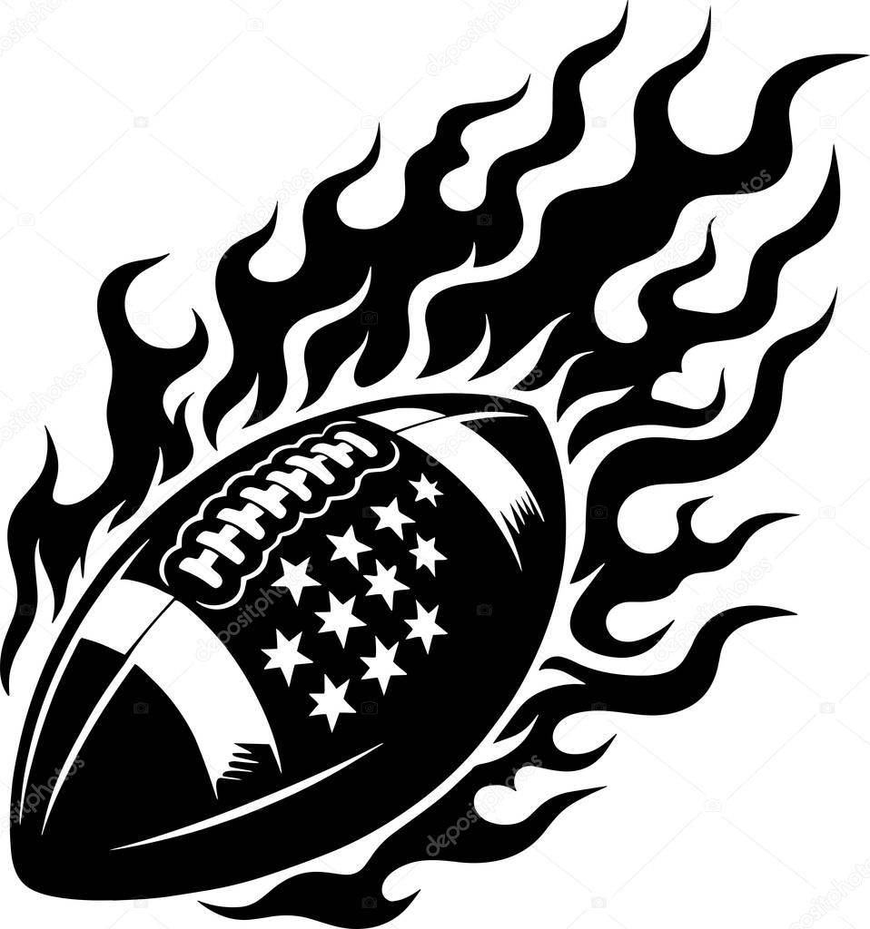 Burning Soccer Football with Flames and American Flag Stars