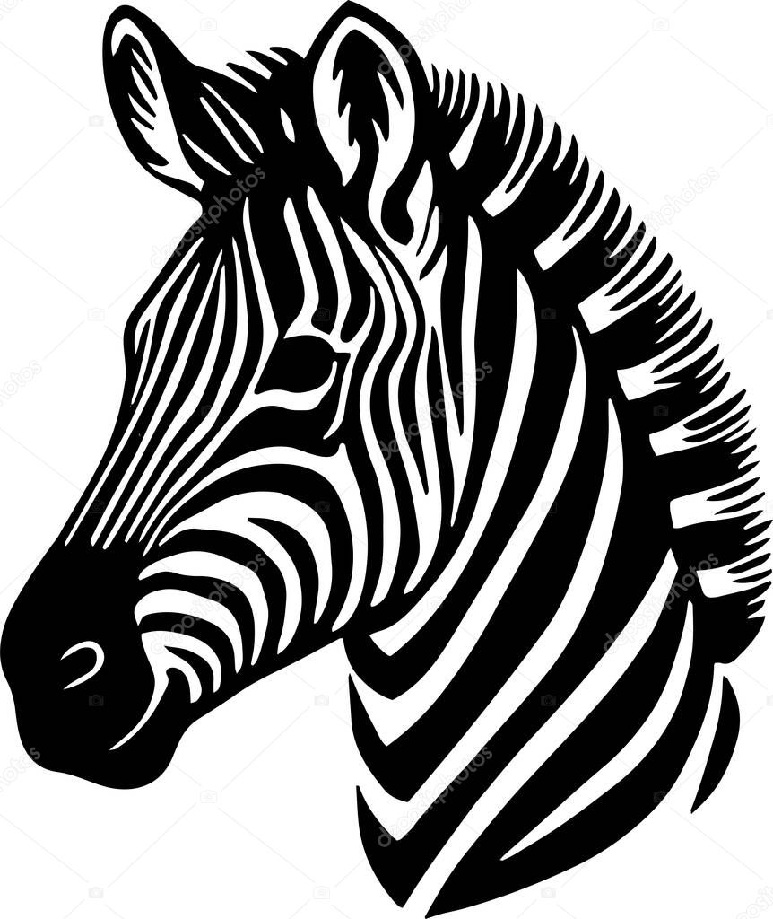 Zebra head vector illustration isolated on transparent background