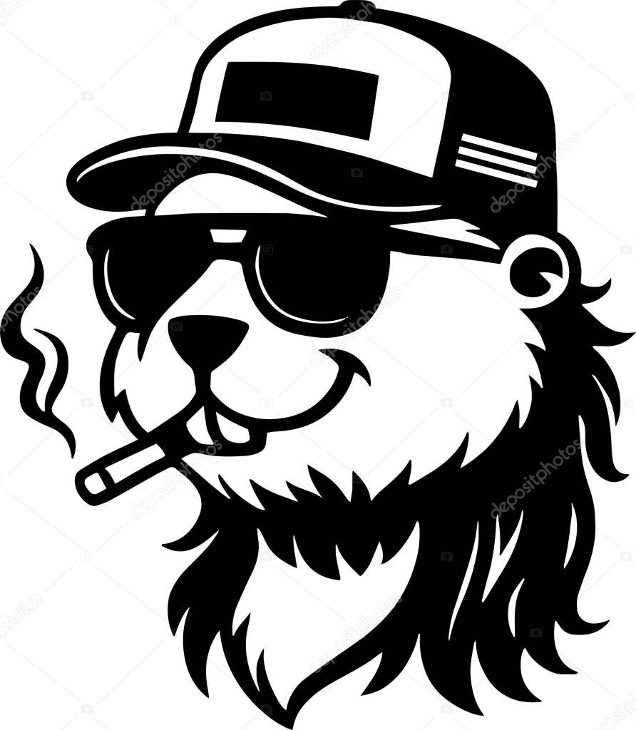Beaver mullet trucker hat - Dog with sunglasses and smoking isolated on transparent background