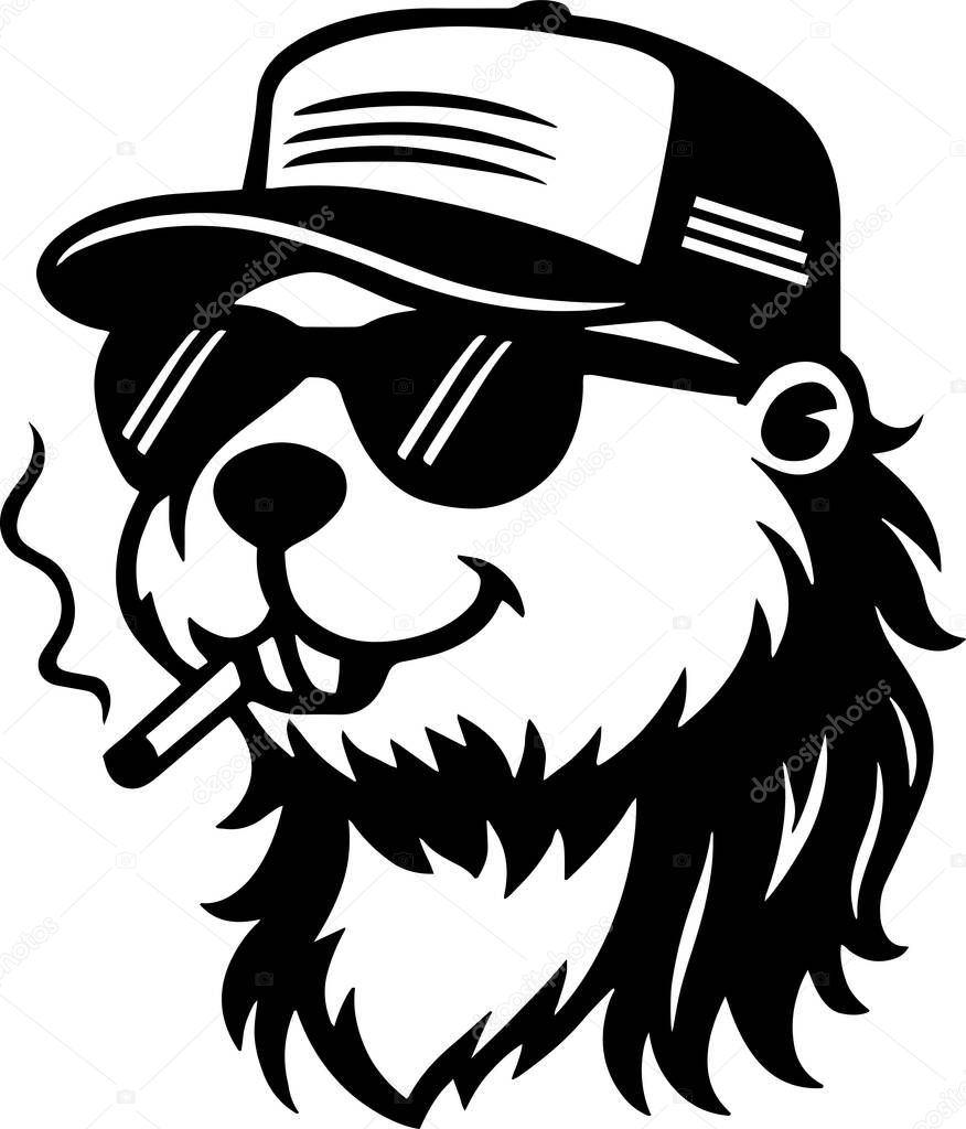Beaver mullet trucker hat - Dog with sunglasses and smoking isolated on transparent background