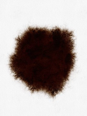 Watercolor stain. Dark brown. Coffee stain. Spreads from the center. Wet drawing. Watercolor illustration. clipart