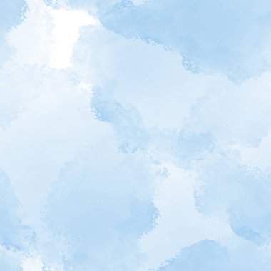 Mavi lekeli, kusursuz bir desen. Gökyüzü ve bulutlu desen. Mavi ve beyaz renkler. Soyut doğa çizimi. Suluboya çizimi. El çizimi. 