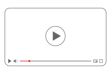 Çalma düğmesi olan çokluortam video oynatıcı, navigasyon simgeleriyle çevrimiçi video penceresi, İnternet üzerinden yayın, modern sosyal medya arayüzü şablonu canlı dijital akım - vektör illüstrasyonu