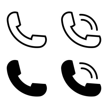 Bizimle irtibata geç. Telefon iletişim sembolü. Düz bir ikon. Telefon simgesi ayarlandı. Telefon beyaz arkaplanda. Vektör çizimi. Şeffaflaştırılmış. Telefon işareti çalıyor. Silueti ara..