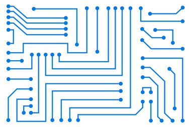 Elektronik devre. Teknoloji geçmişi, fütüristik devre kartı modeli, elektronik anakart, yüksek teknoloji dokusu olan soyut arka plan - hisse senedi vektörü